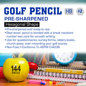 Yellow Pencil #2 Pre-Sharpened Golf Pencil (144/Pack)