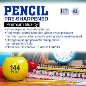 Yellow Pencil #2 Pre-Sharpened Premium (144/Pack)