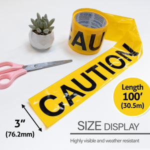 3" X 100 Feet Yellow "Caution" Barricade Tape