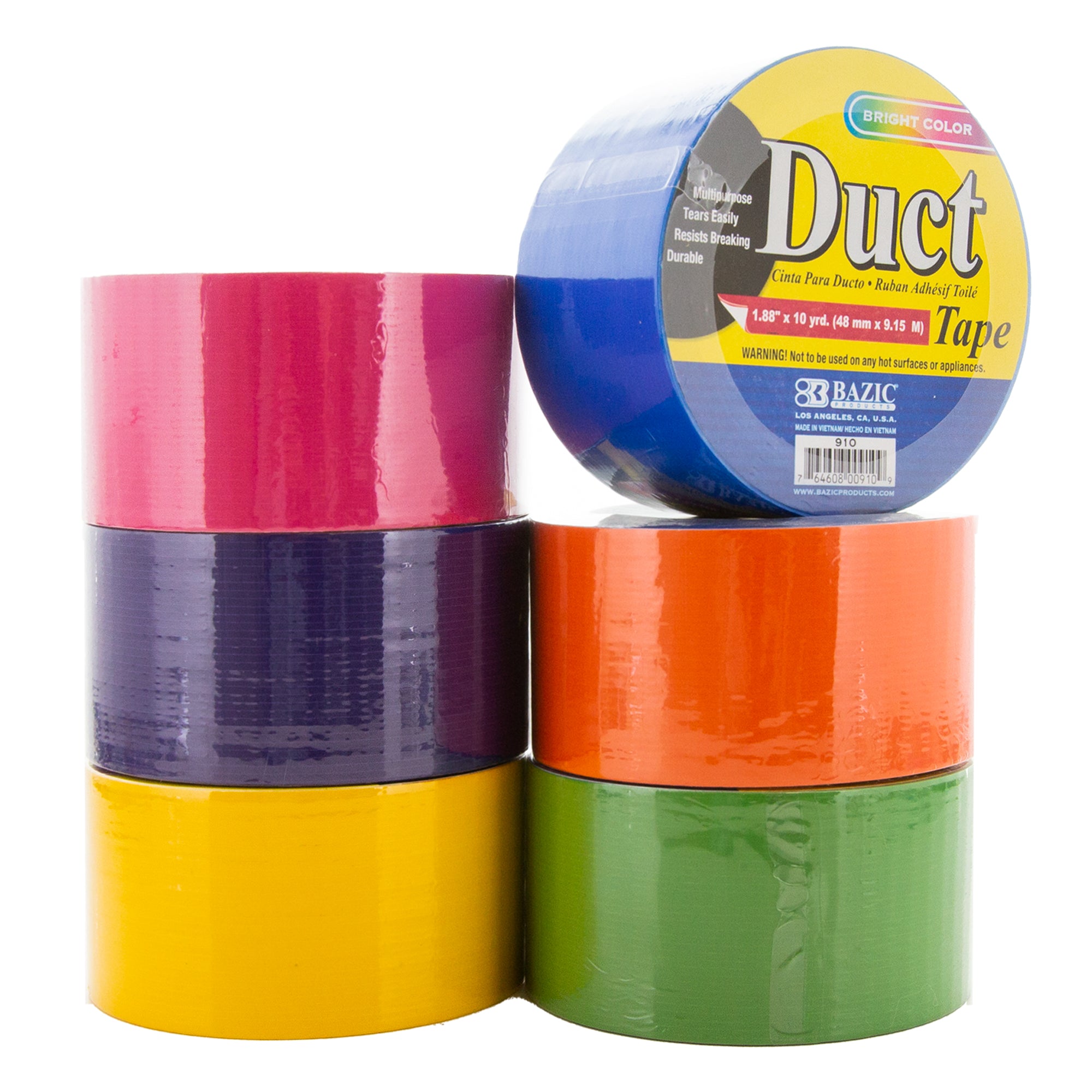 BAZIC 1.88 x 10 yrd. Assorted Fluorescent Colored Duct Tape