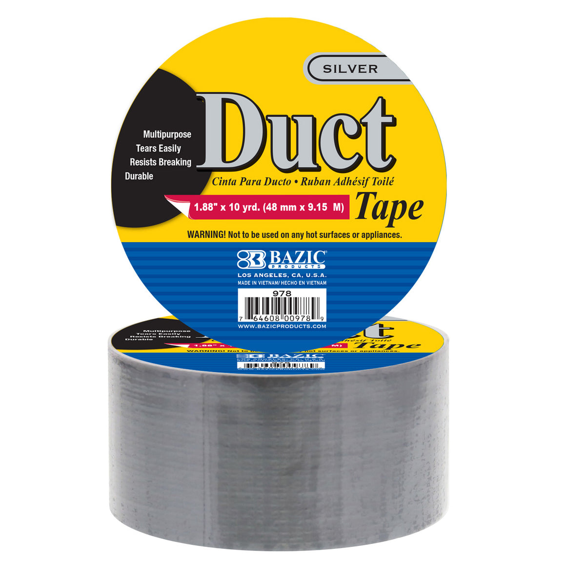 1.88" X 10 Yards Silver Duct Tape