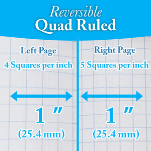 Wireless Notebook Reversible 4"/5" Quad Ruled 8.5" X 11" 80 Ct.