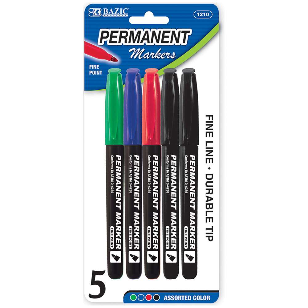 BAZIC Fancy Colors Mini Fine Point Permanent Marker with Cap Clip  (6/Pack)-pack of-24