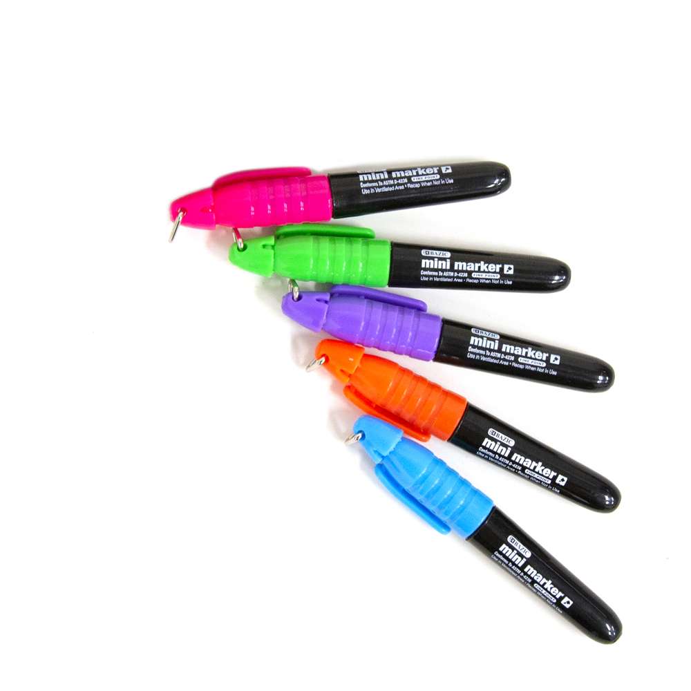 BAZIC Assorted Colors Fine Tip Permanent Markers w/ Pocket Clip (8/Pack)  Bazic Products