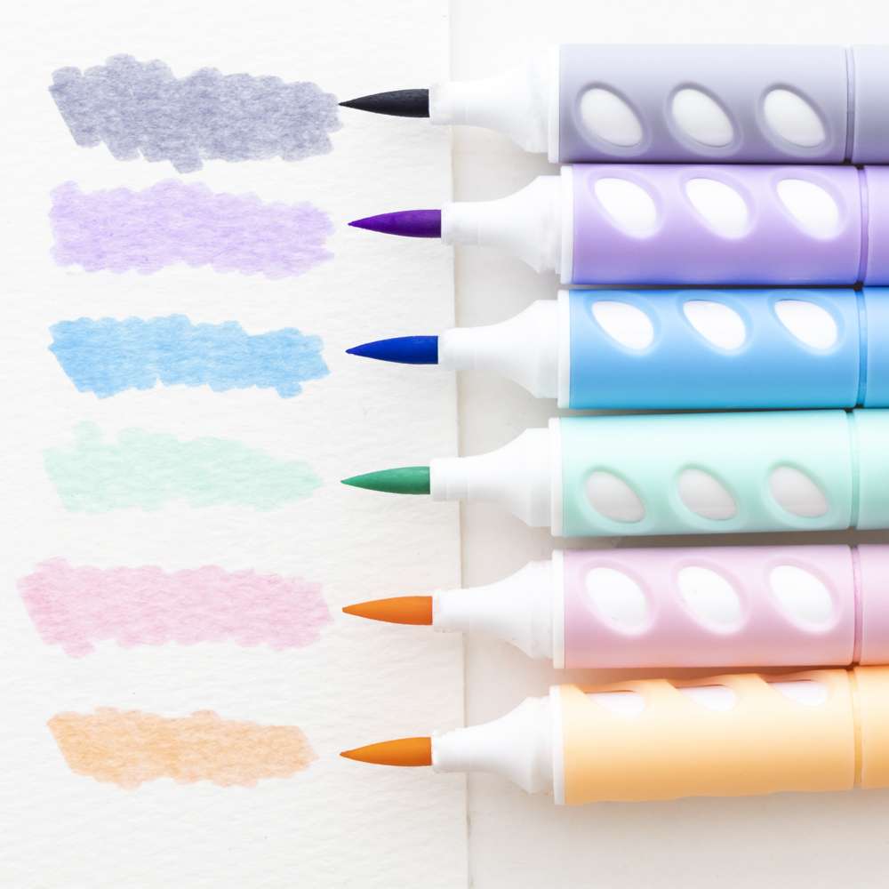 Bazic 6 Pastel Colors Brush Markers