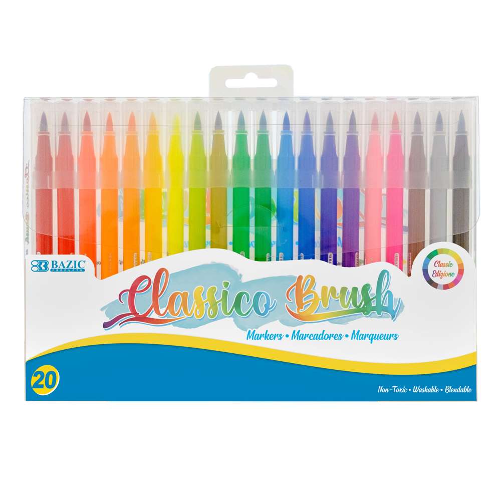 Real Brush Pens, Set of 12, Bright Tones, Blendable Watercolor Markers and  1 Water Brush, Art Supplies for School, Home, and Office