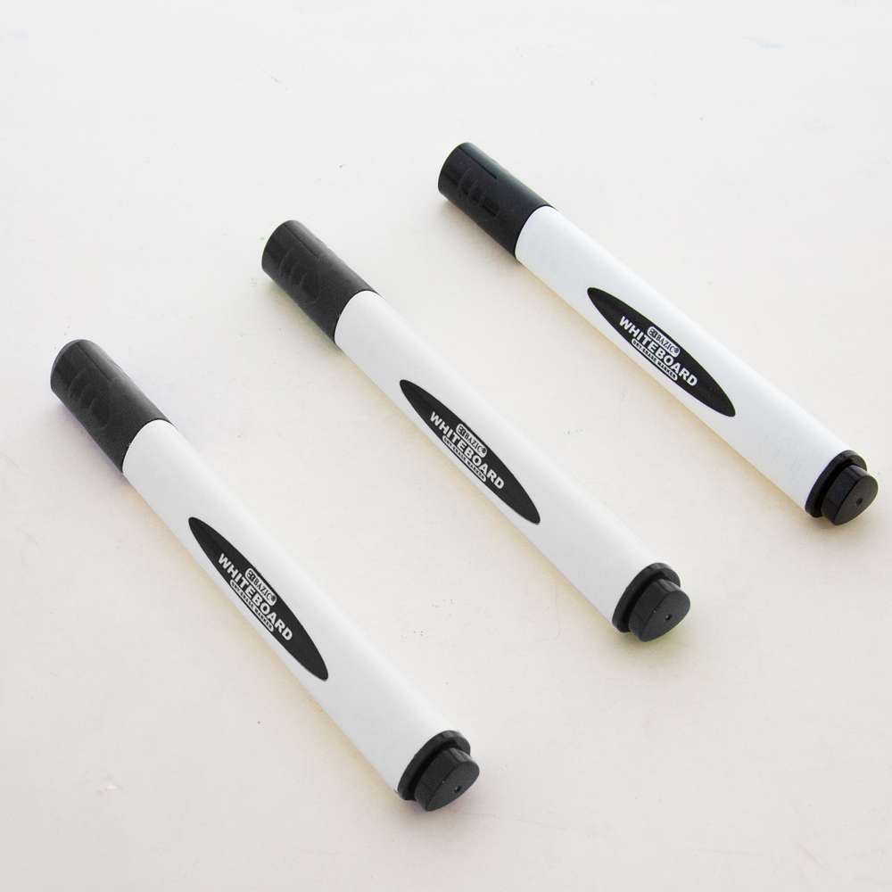 Bazic Black Colors Chisel Tip Triangle Dry- Erase Markers (3 / Pack)