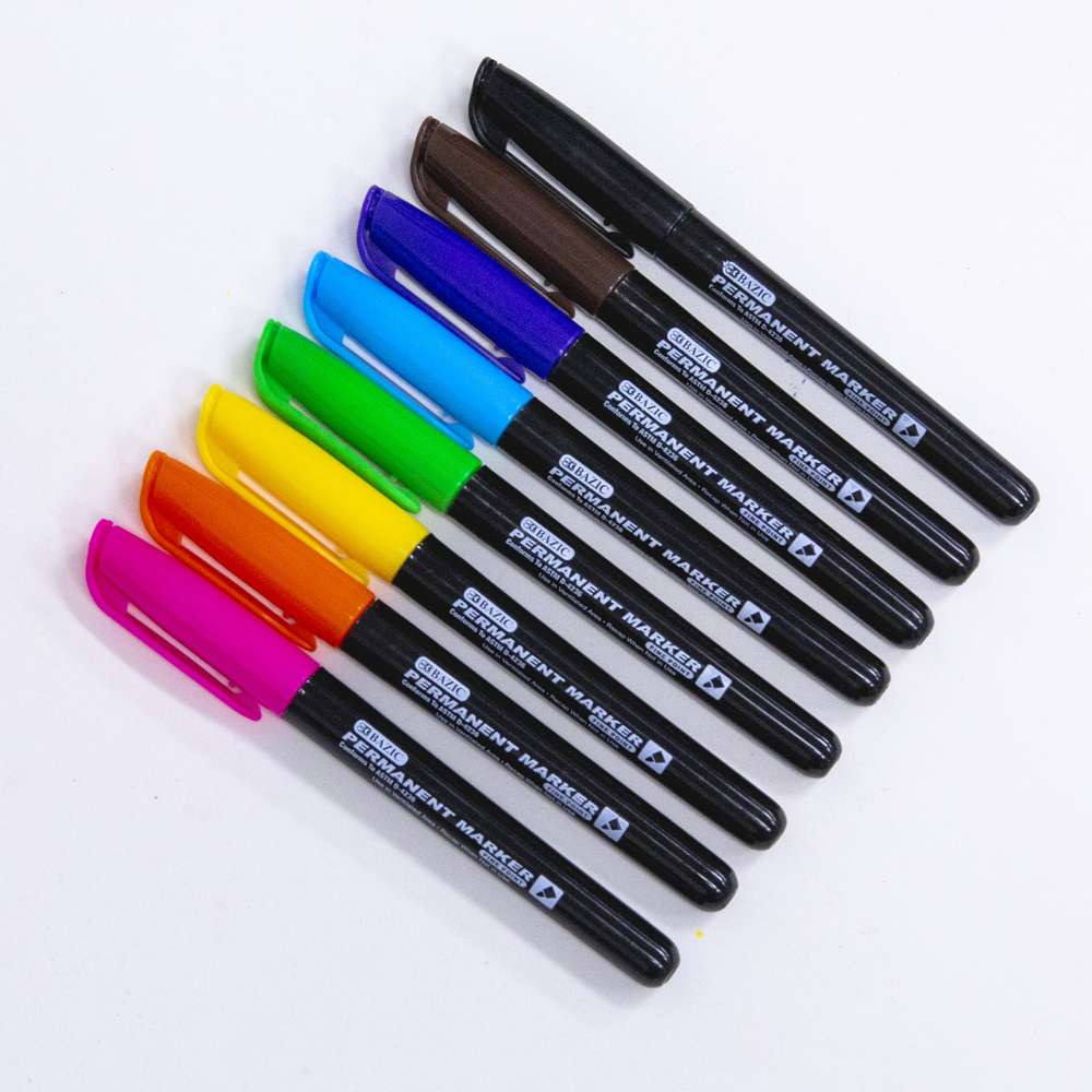 200 Pack Colored Permanent Markers Bulk, Colorful Permanent Marker Pen with  Fine Point 12 Color Waterproof Permanent Marker Fast Drying Markers for