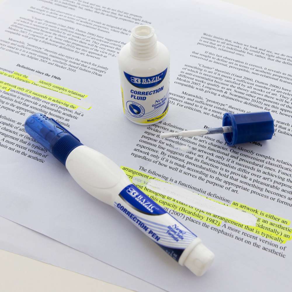  Bazic White-Out Correction Pens 9 mL/Pen 2 Pens/Pack