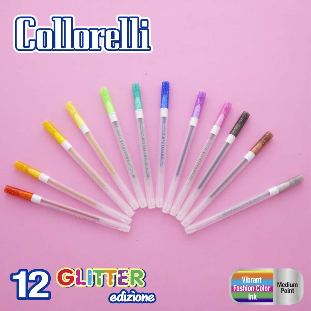 Lot of 12 FRUIT SCENTED GLITTER GEL INK PENS RAINBOW COLORS WITH CASE