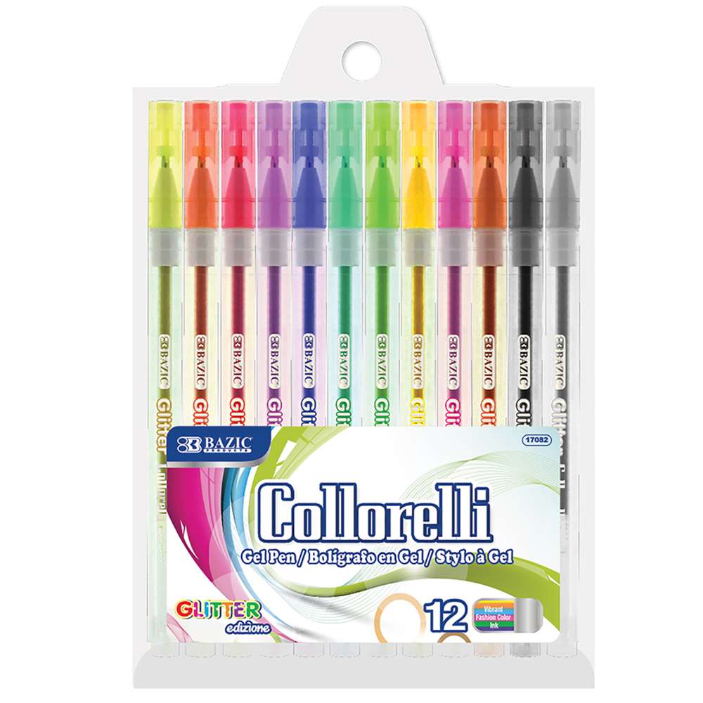 Bright Stripes 12 Glitter Gel Pens