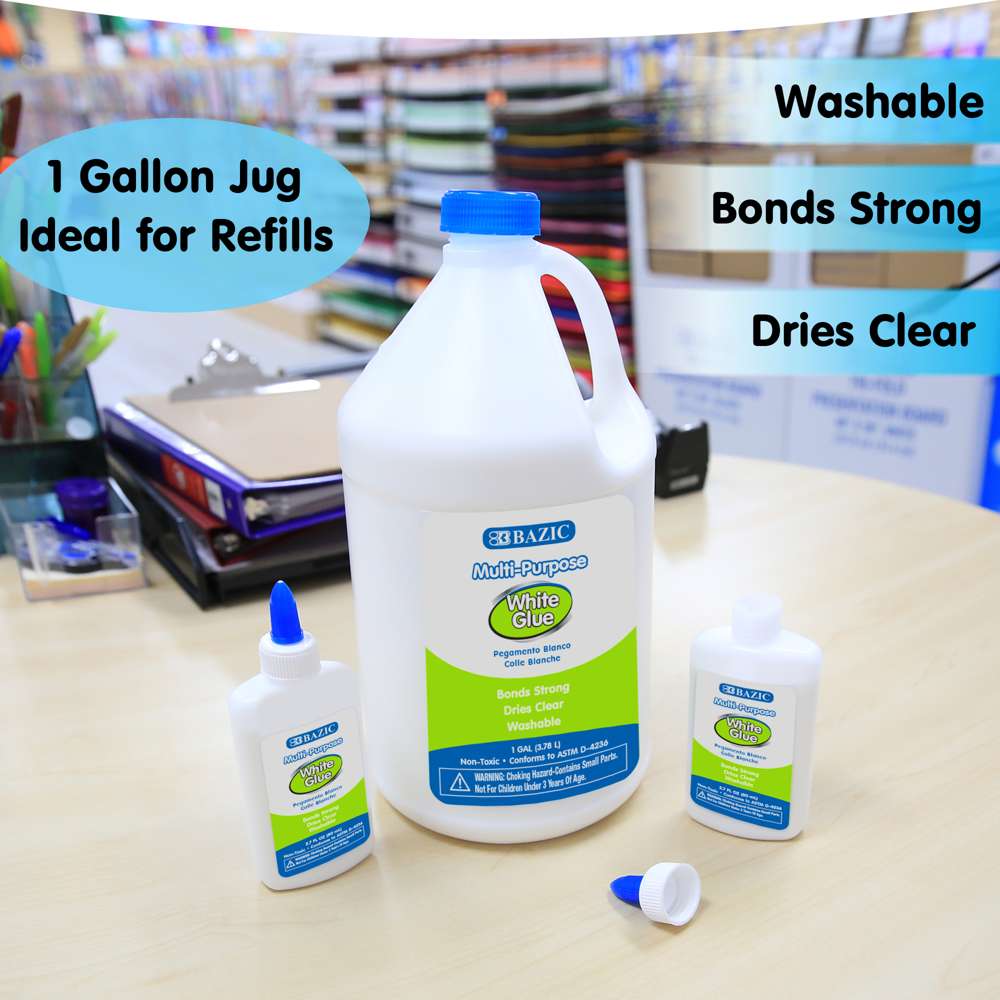 All Purpose Washable Liquid Glue, 1 Gallon Bottle Great for Making Slime 