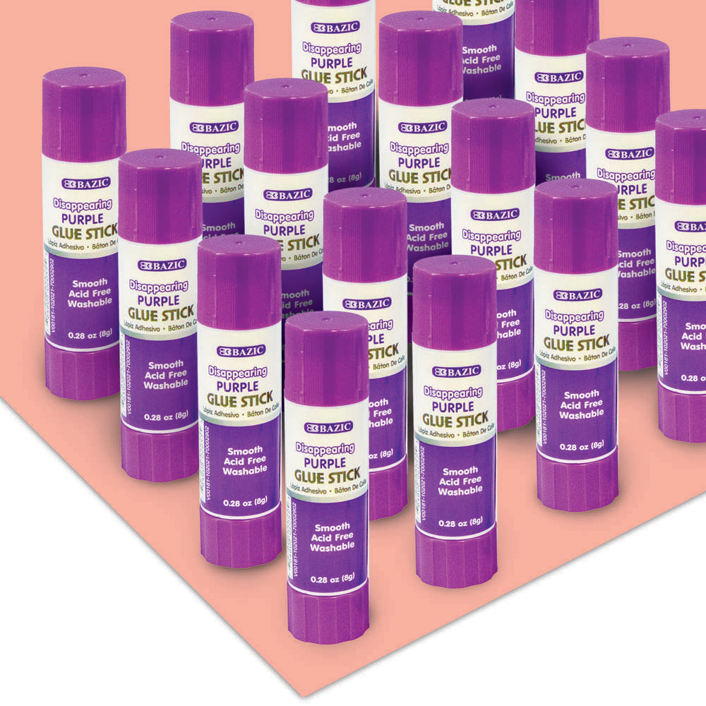 BAZIC 0.7 oz (21g) Washable Disappearing Purple Glue Stick (2/Pack) Bazic  Products