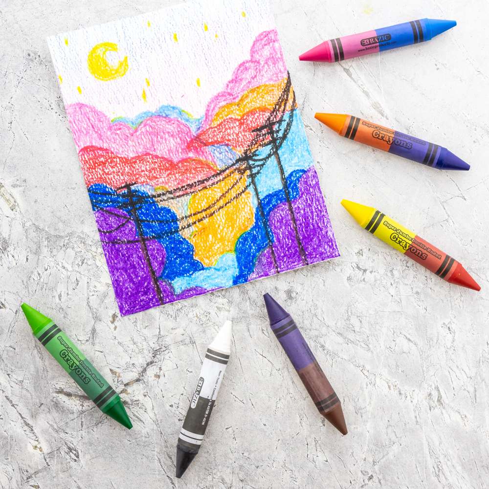 Grafix Super Jumbo Colouring Crayons - Box of 12 - Mixed Colours