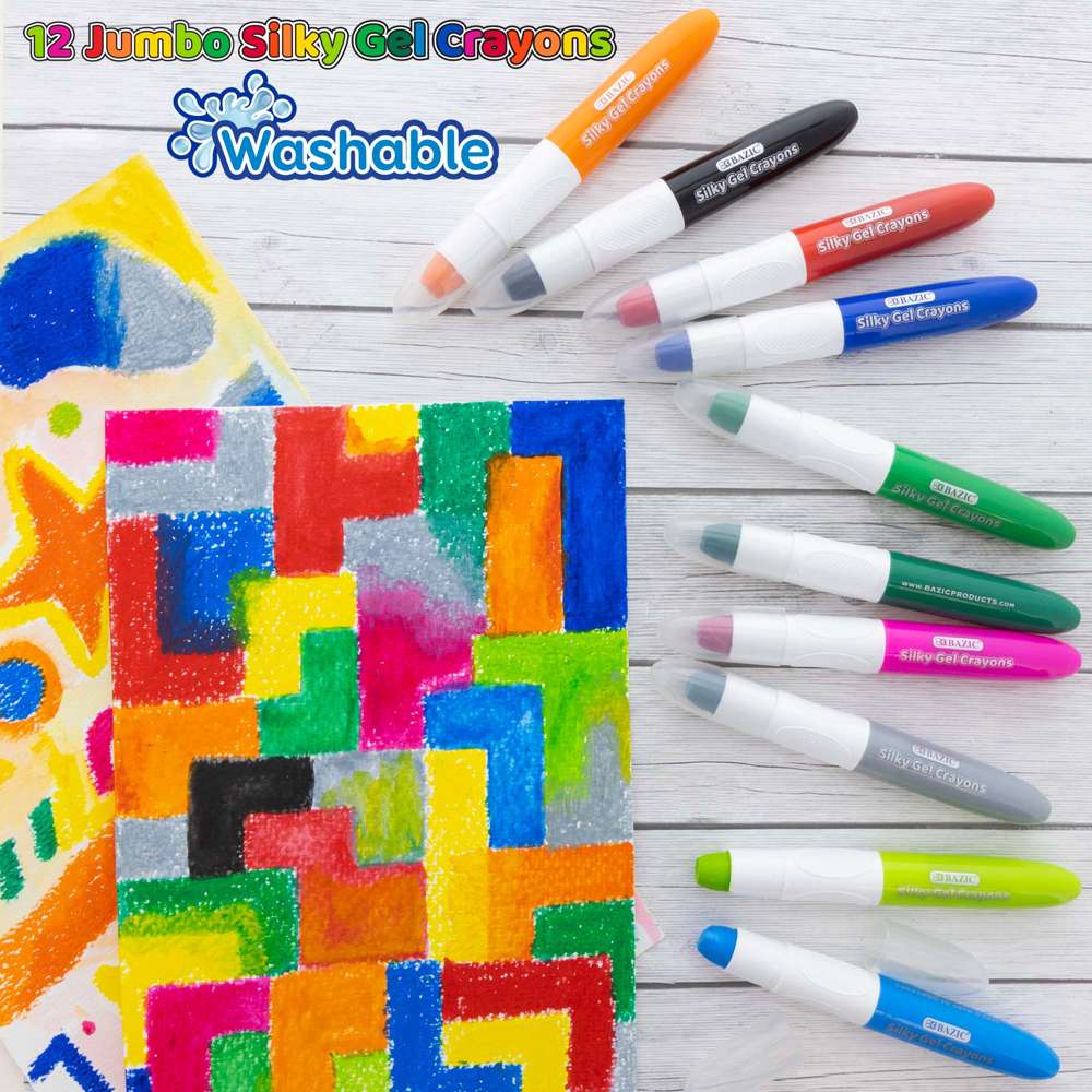 12 Colors Non Toxic Crayons for Toddlers Silky Washable Large