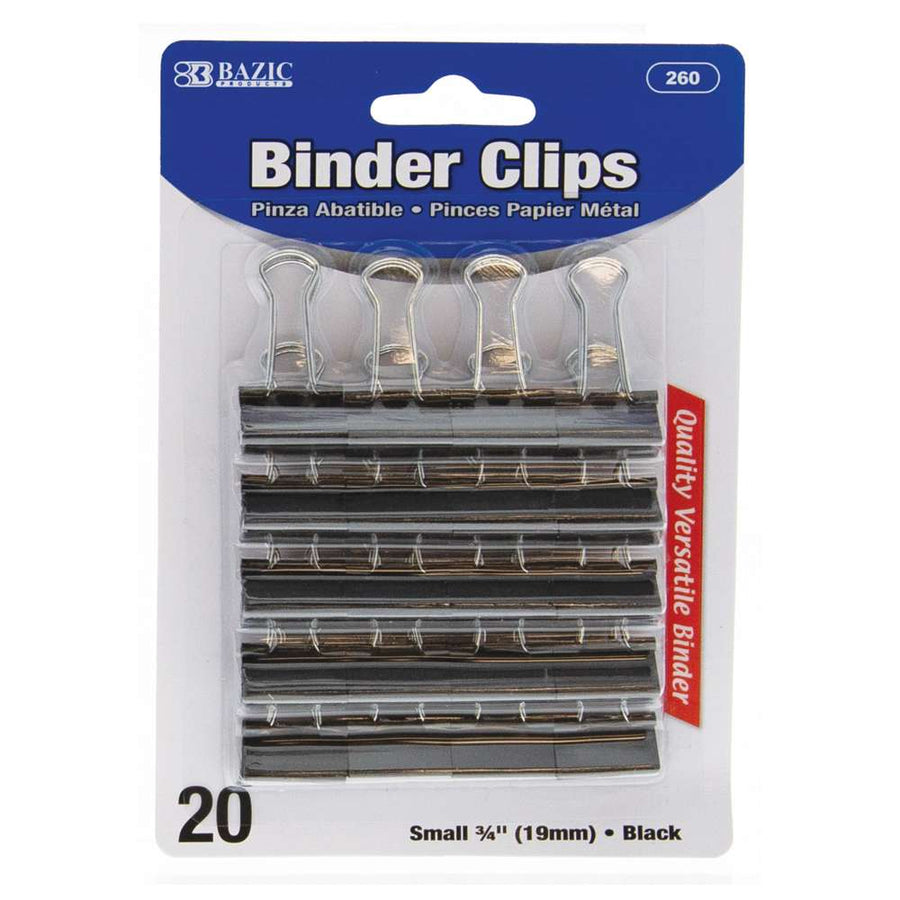 Small 3/4" (19mm) Black Binder Clip (20/Pack)