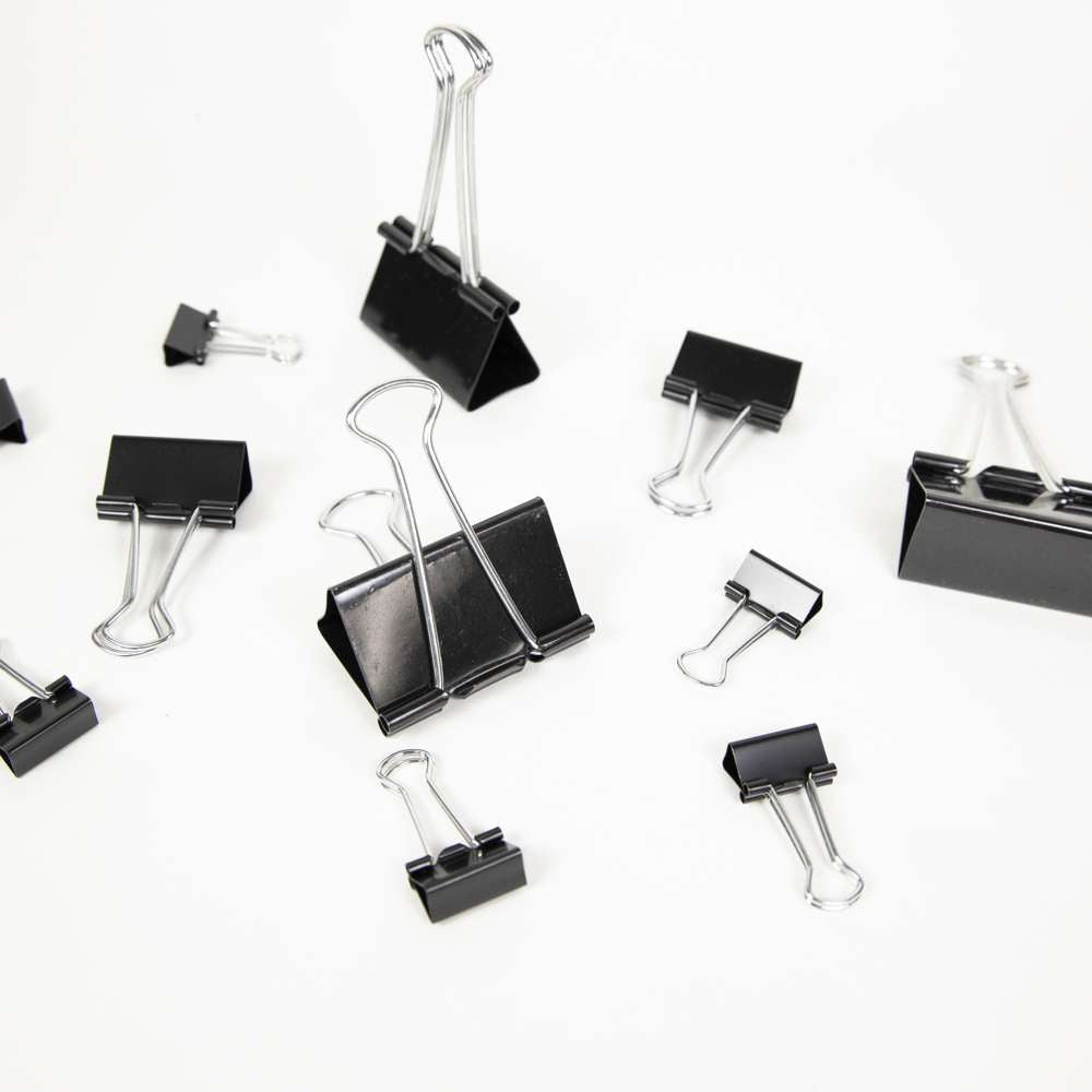 Assorted Size Black Binder Clip (12/Pack)