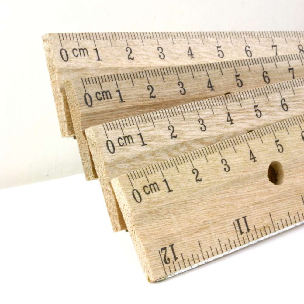 12 Wood Primary Ruler: 1/2 Scale - Set of 36 - Measurement