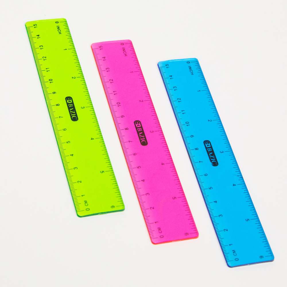 BAZIC Plastic Clear Ruler 12 (30cm), Students School Supplies, 24
