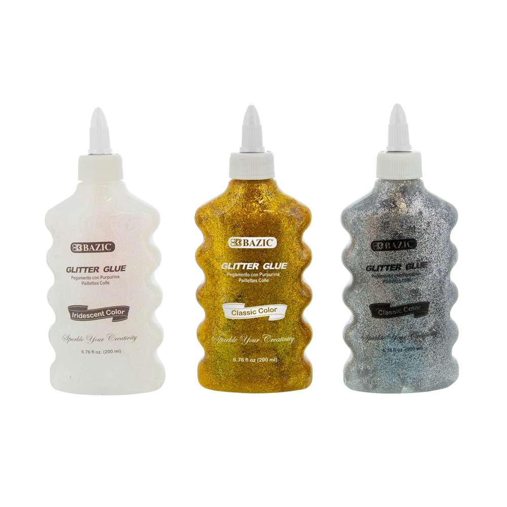 Metallic Glitter Glue Bottles, 4 Rainbow Colors (6.76 oz, 8 Pack
