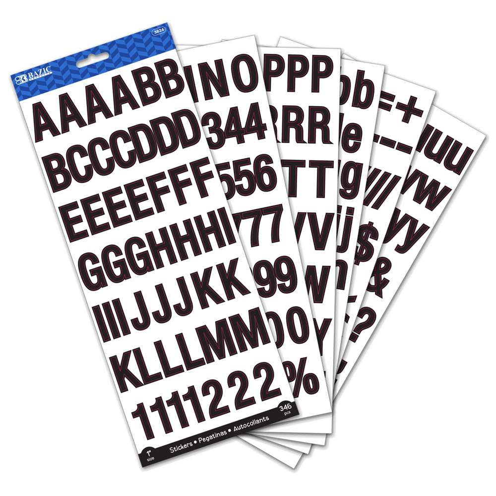 Alphabet Letter Number Sticker 6 Sheets Mini Resin Stickers Self