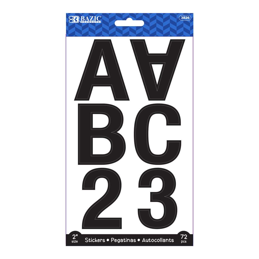 Letters Stickers Black Alphabet Sticky Letter Label PVC Vinyl, Pack of 10