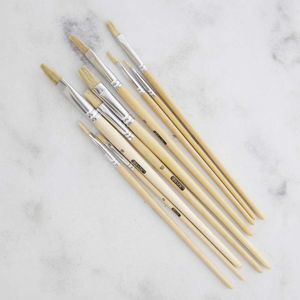 7 Sizes Professional Round Pointed Tip Paint Brushes Mixed Natural