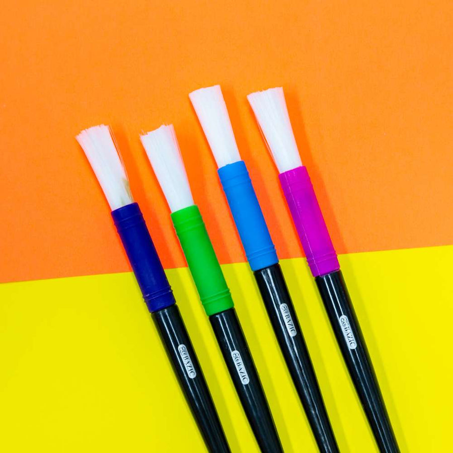 BAZIC Paint Stencil Brush Round Natural Bristle (4/Pack) - Bazicstore