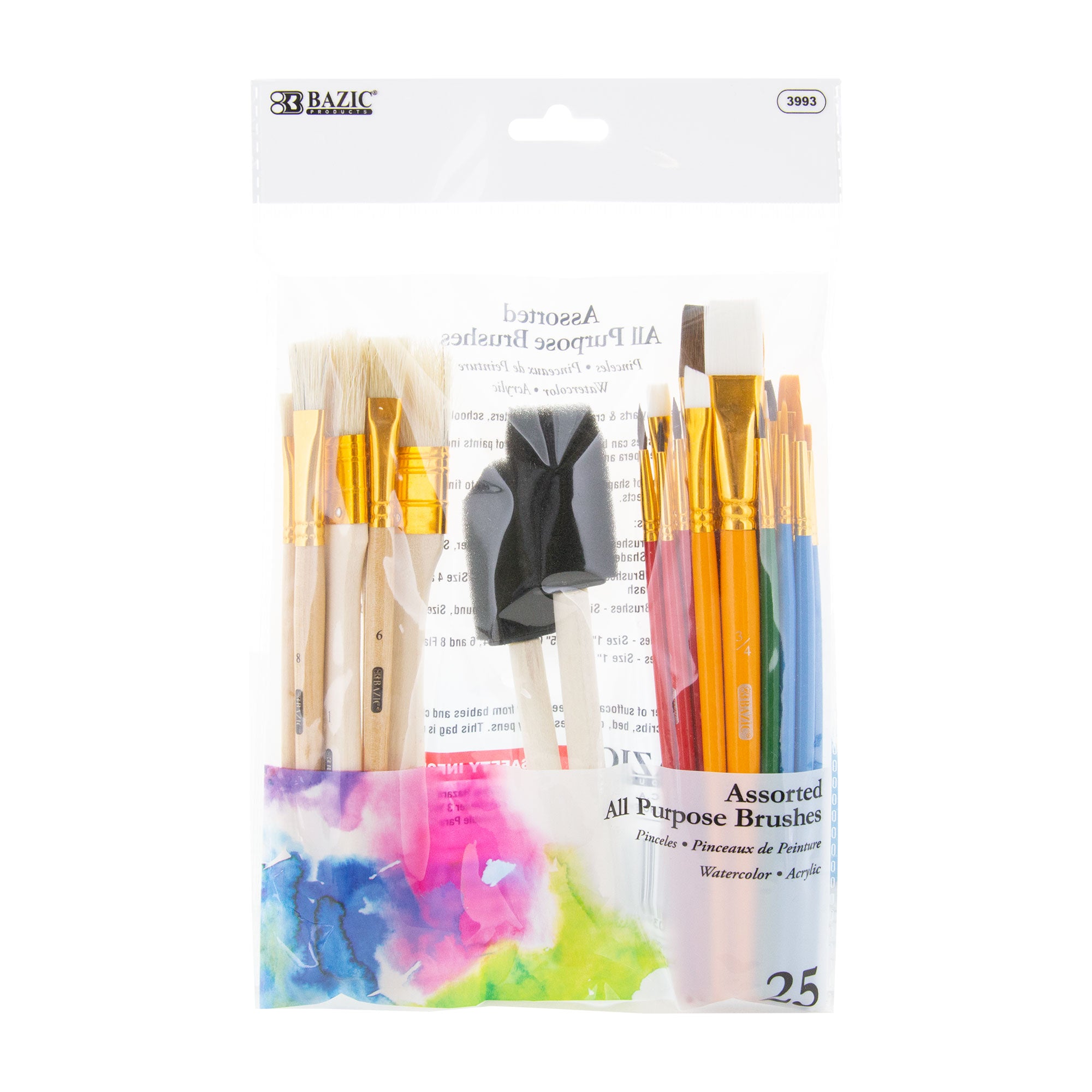 Colour Block Bristle Paint Brush Set - 12 Pack