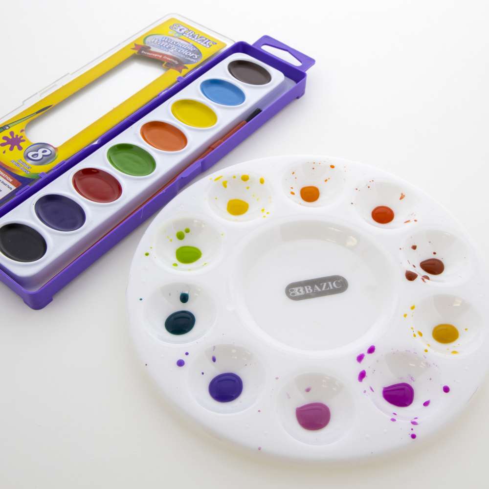 Round Plastic Paint Trays for Classroom White 10 Pack
