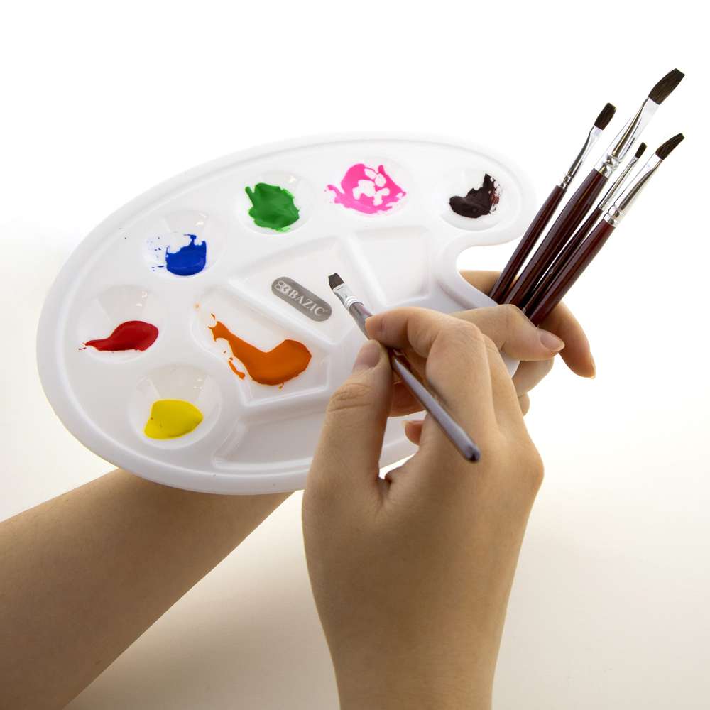 BAZIC Mixing Palette Paint Mixing Tray w/ Thumb Hole Oval (10) - Bazicstore