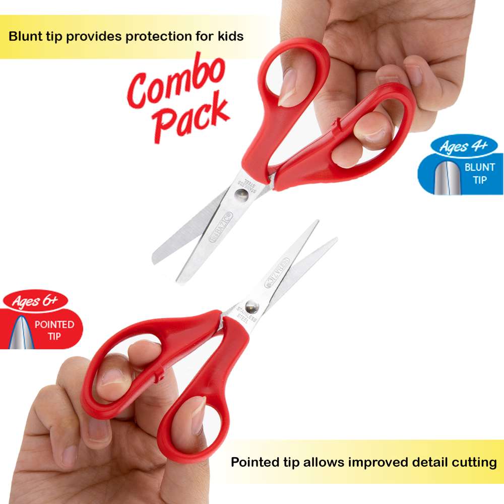 5 Kids Scissors, 6 Pack Blunt Tip Small Scissors Stainless Steel Safety  Scissors, Comfort Grip Toddler Scissors for School Kids Classroom Children
