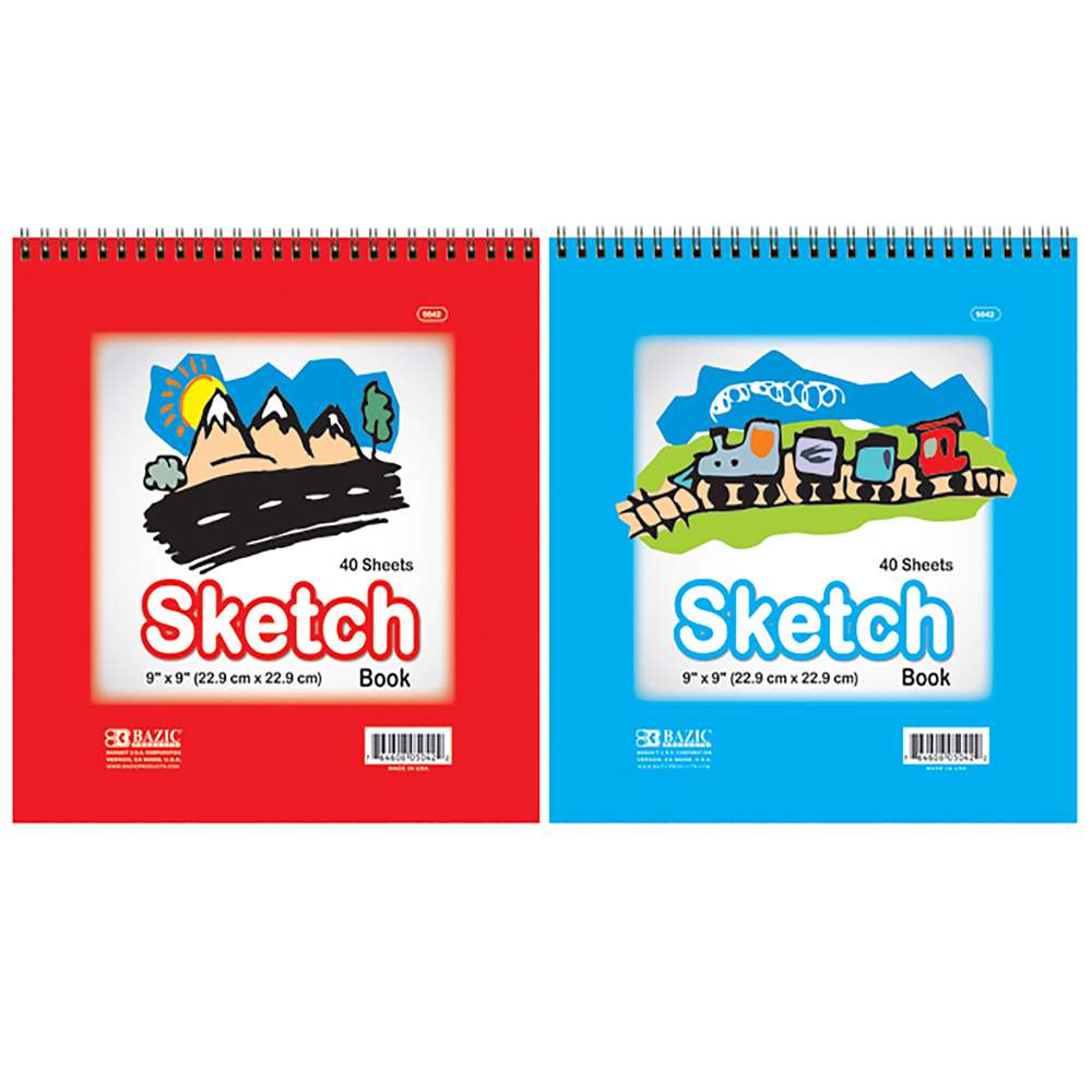 BAZIC Sketch Pad 40 Sheet 9 X 12, White Sketchbook Drawing Pads,  Sketching Paper Coloring Book for Artist Beginner Kids Classroom, 1-Pack