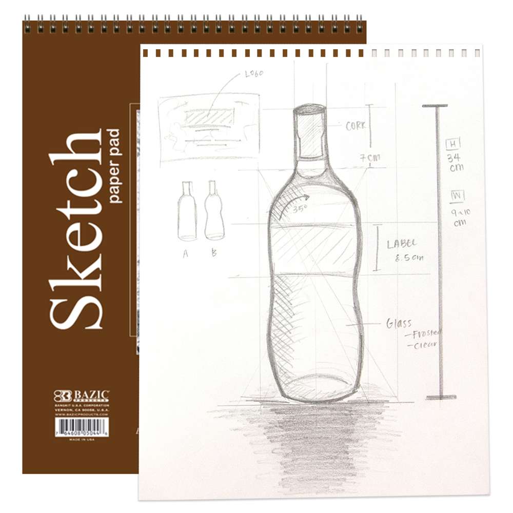 BAZIC Sketch Pad 30 Sheets 9 X 12 Top Bound Spiral Sketchbook