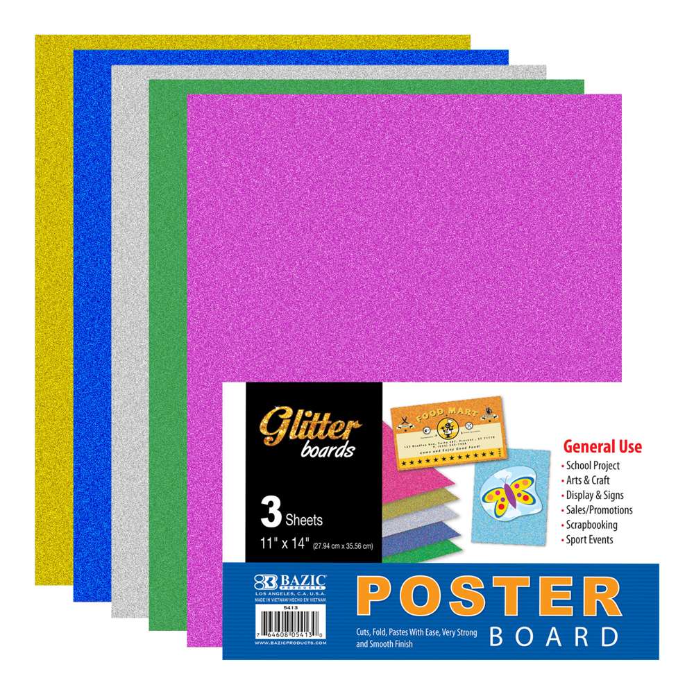Bazic 11 inch x 14 inch Multi Color Poster Board (5/Pack) Pack of - 48