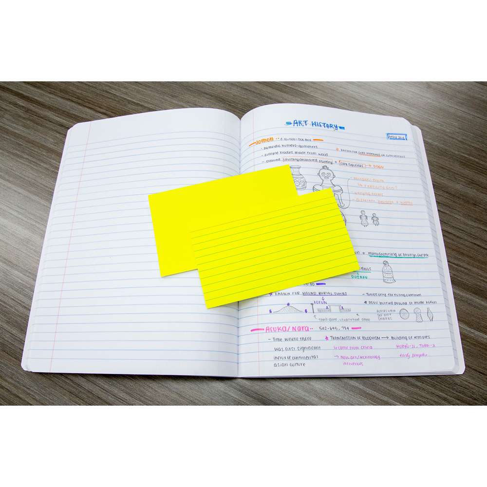 Assorted NEON Colored Index Cards 3 x 5 Ruled 03574