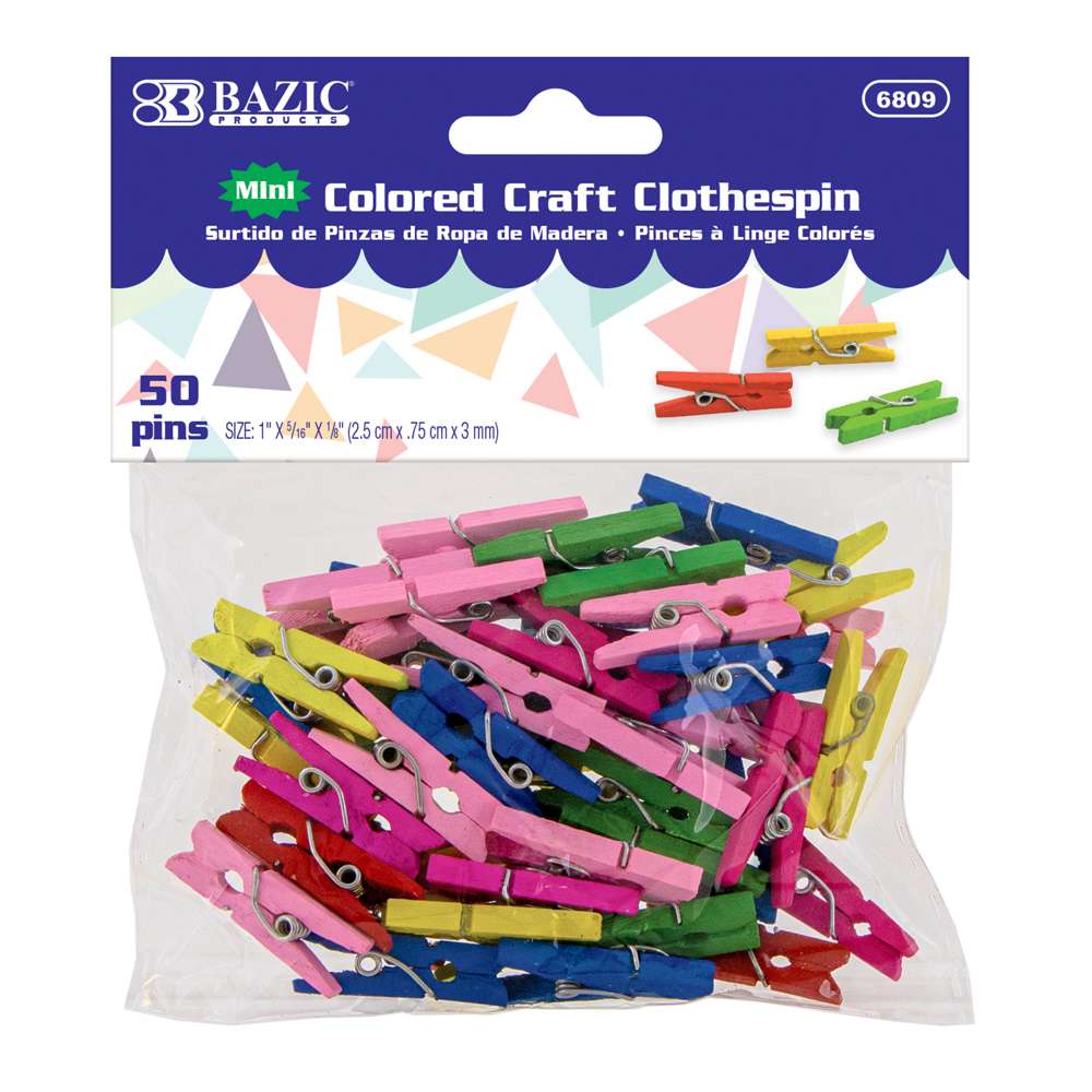 BAZIC Mini Colored Clothes Pin (50/Pack) Bazic Products