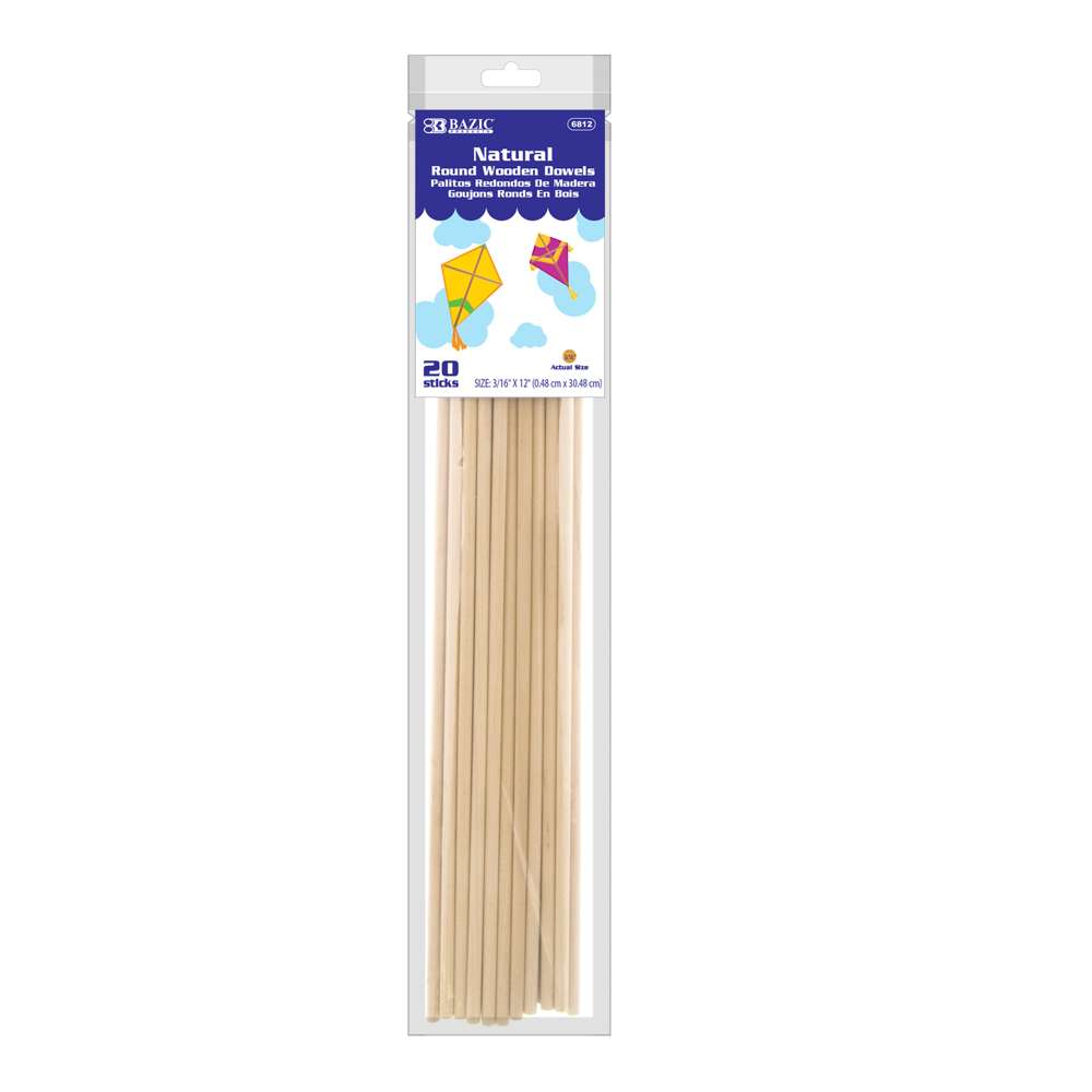 Colored Wooden Dowels, 12 Inch, 3/16 Inch Thick, Pack of 120 Assorted  Colors Dowels for Crafts and Woodworking, by Woodpeckers 