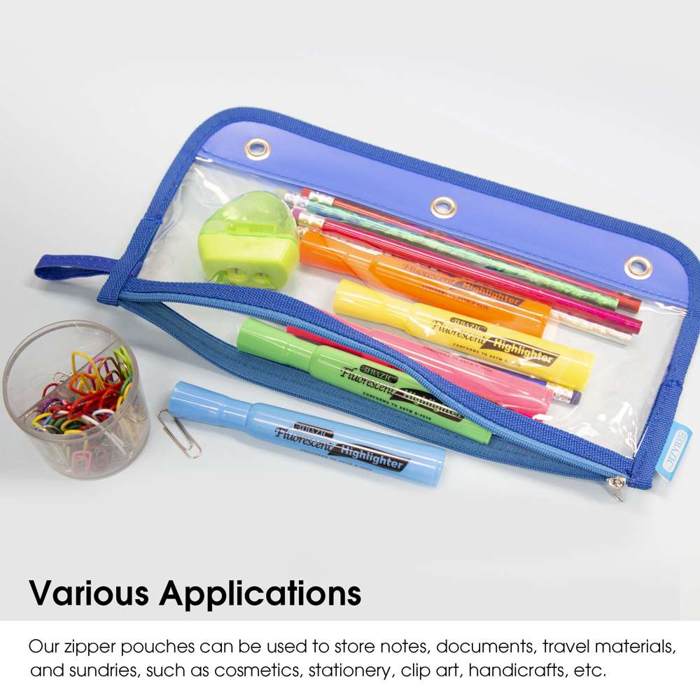 16 Pack 3-Ring Pencil Pouch, Pouch Binder, Multi-Color, Pencil