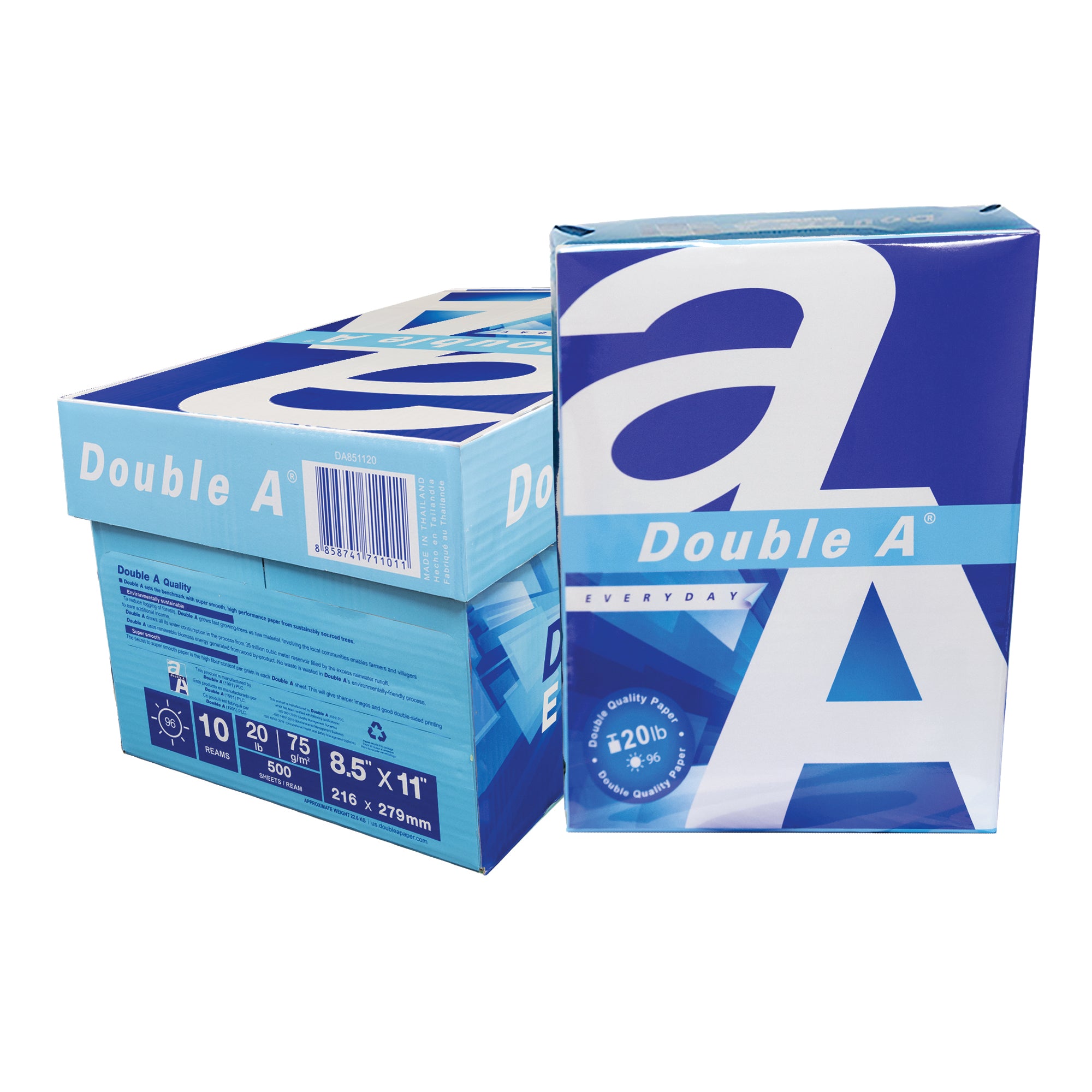 Double A - Printer Copy Paper, Size A4, GSM 80, 500 Pages Ream